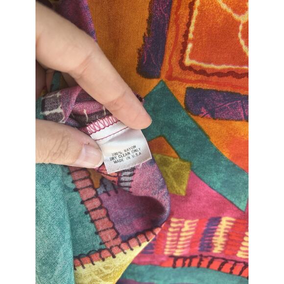 Vintage 80s Georgiou Studio Colorful Sleeveless Tank Top Size 6P - Picture 3 of 5